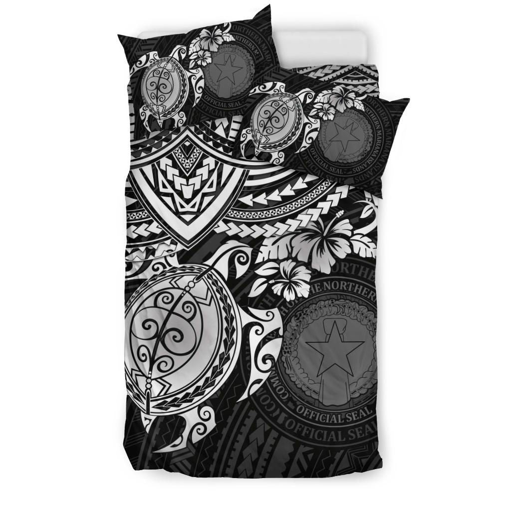 Northern Mariana Islands Polynesian Duvet Cover Set - White Turtle