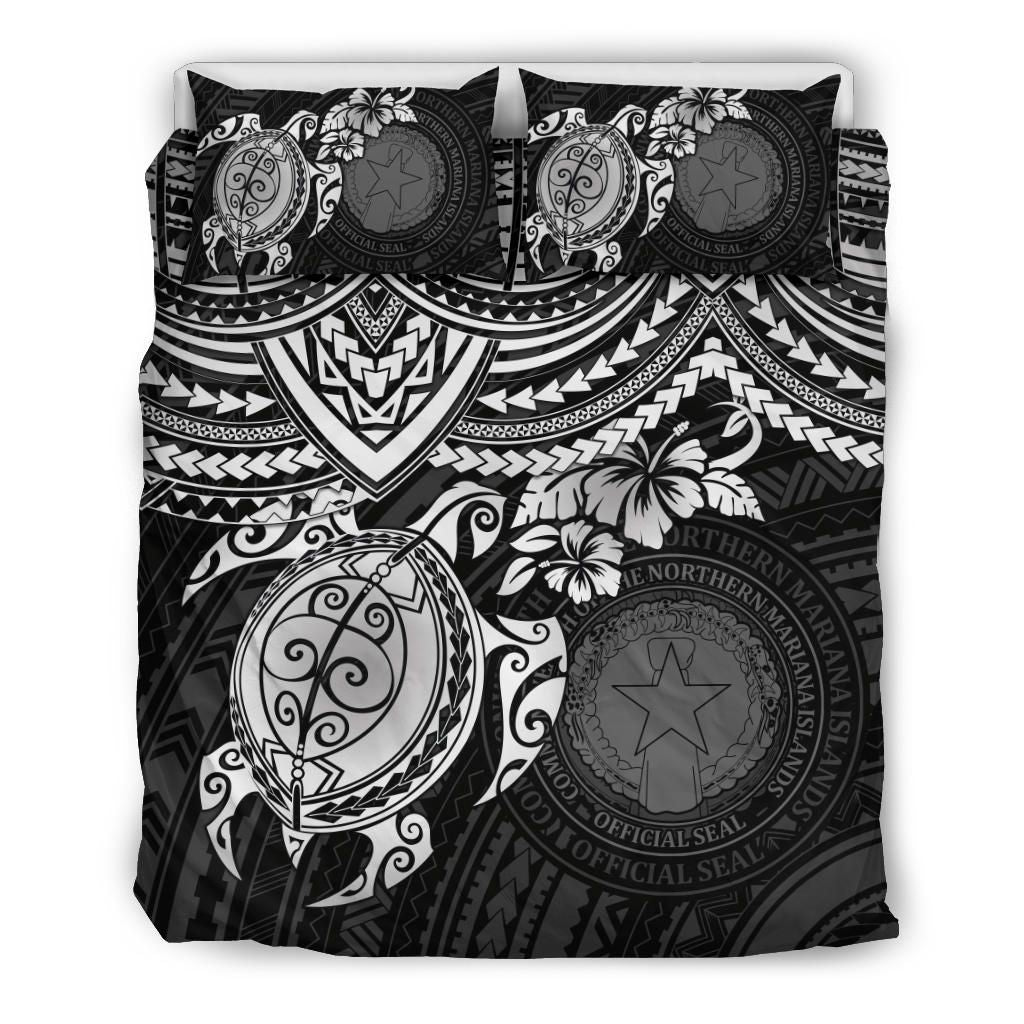 Northern Mariana Islands Polynesian Duvet Cover Set - White Turtle