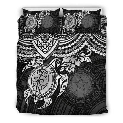 Northern Mariana Islands Polynesian Duvet Cover Set - White Turtle
