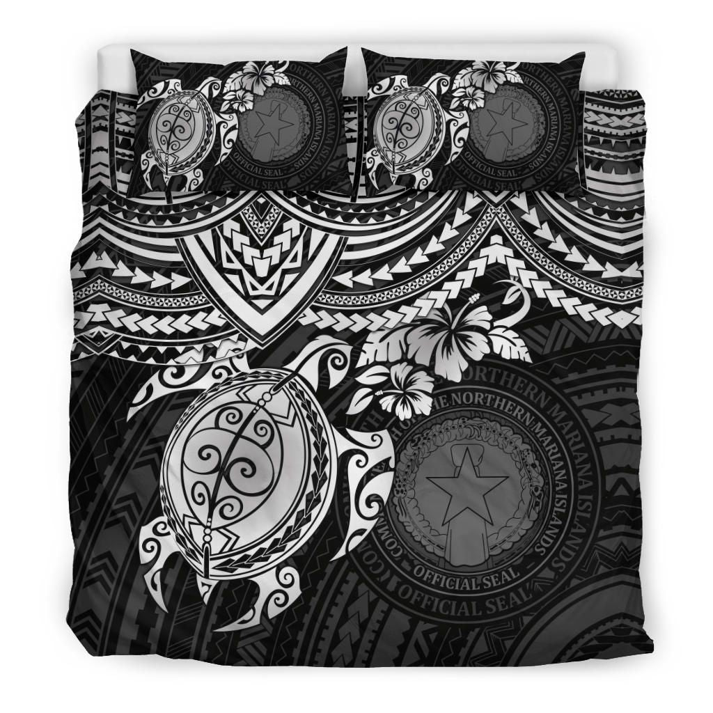 Northern Mariana Islands Polynesian Duvet Cover Set - White Turtle