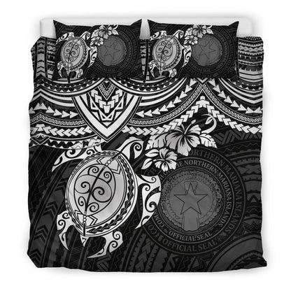 Northern Mariana Islands Polynesian Duvet Cover Set - White Turtle