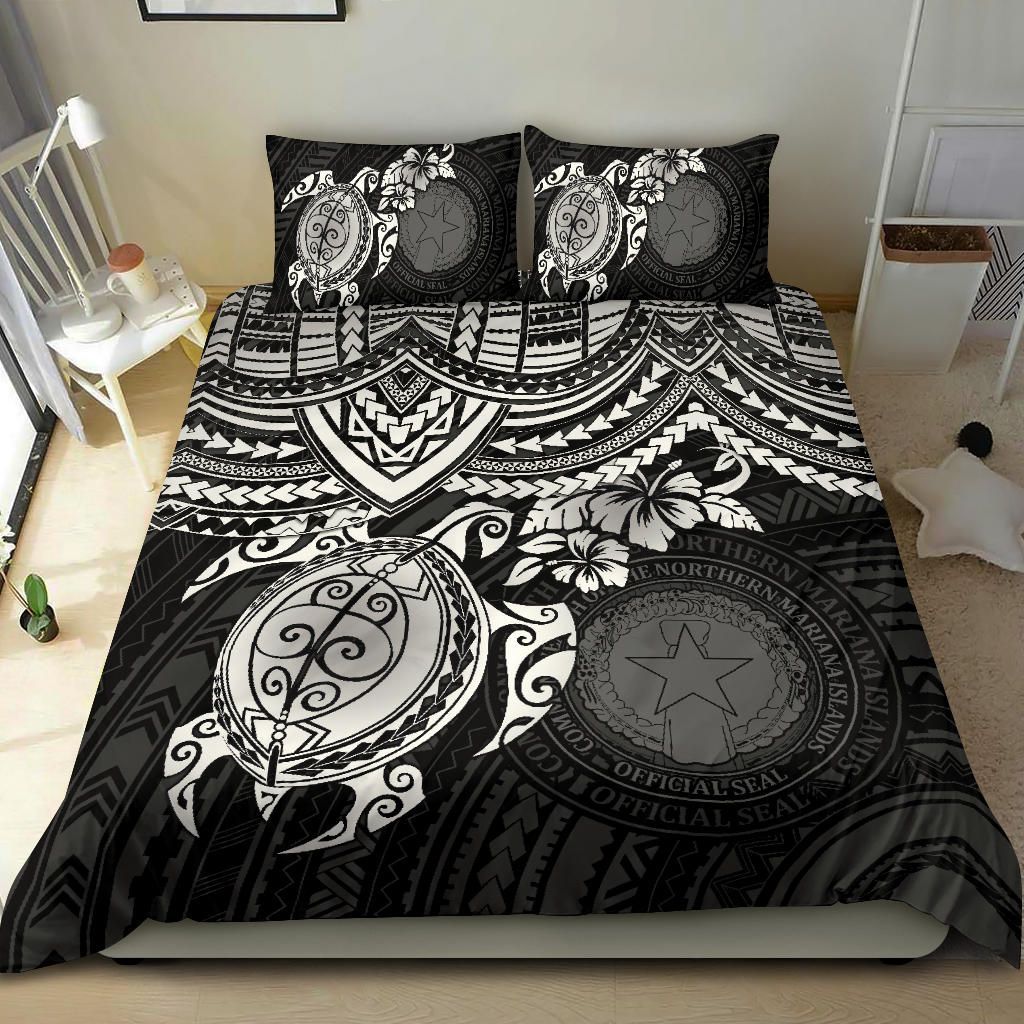 Northern Mariana Islands Polynesian Duvet Cover Set - White Turtle