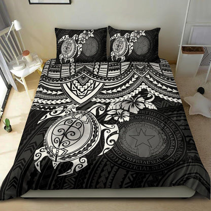 Northern Mariana Islands Polynesian Duvet Cover Set - White Turtle