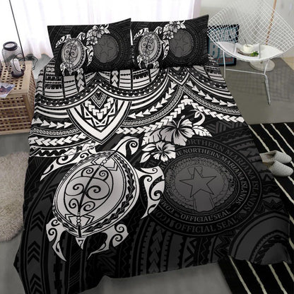 Northern Mariana Islands Polynesian Duvet Cover Set - White Turtle