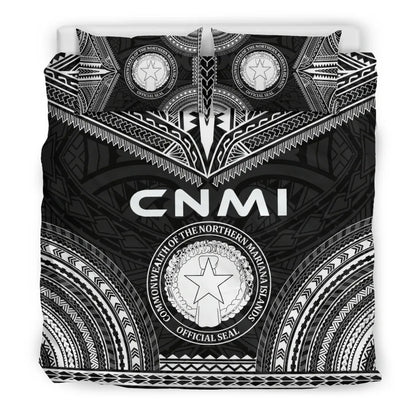 Northern Mariana Islands Polynesian Chief Duvet Cover Set - Black Version