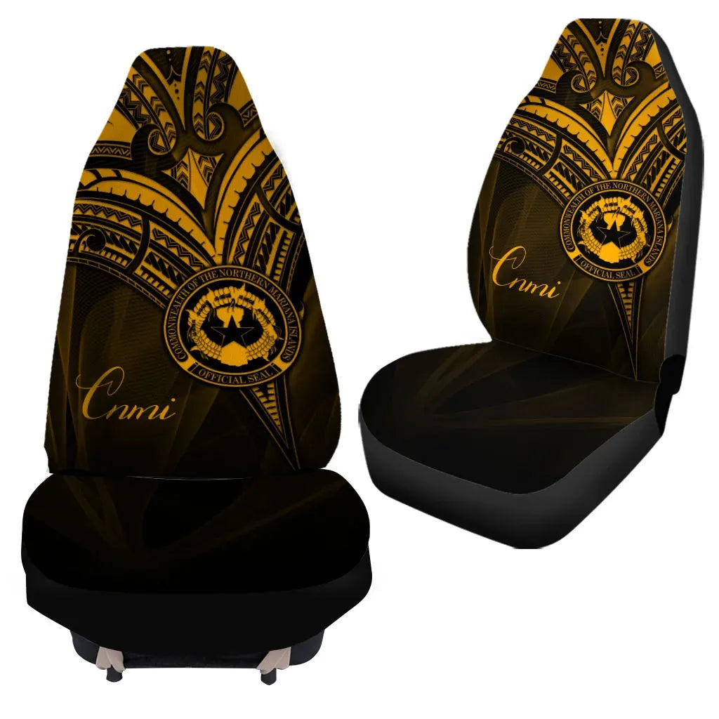 Northern Mariana Islands Car Seat Cover - Gold Color Cross Style