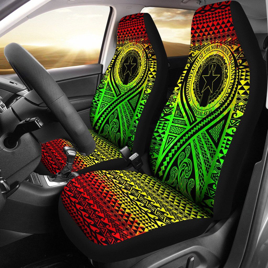 Northern Mariana Islands Car Seat Cover - Northern Mariana Islands Seal Polynesian Tattoo Reggae