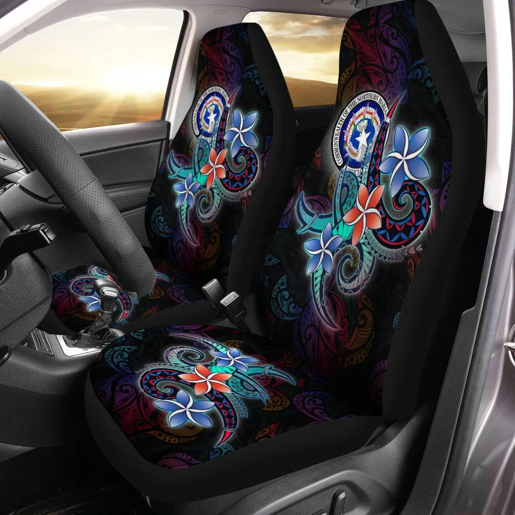 Northern Mariana Islands Car Seat Cover - Plumeria Flowers Style