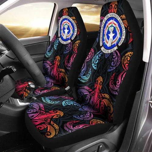 Northern Mariana Islands Car Seat Cover - Sea Turtle In Tribal Polynesian Style