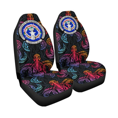 Northern Mariana Islands Car Seat Cover - Sea Turtle In Tribal Polynesian Style