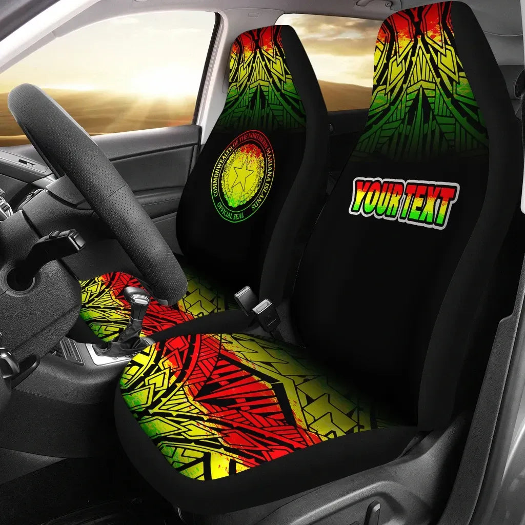 Northern Mariana Islands Custom Personalised Car Seat Covers - Northern Mariana Islands Seal Fog Reggae Style