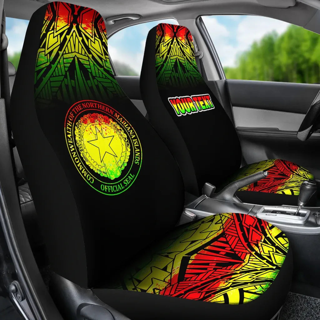 Northern Mariana Islands Custom Personalised Car Seat Covers - Northern Mariana Islands Seal Fog Reggae Style