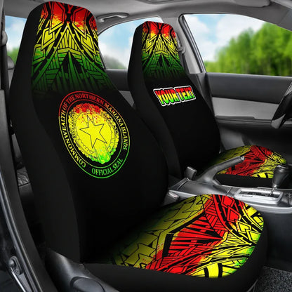 Northern Mariana Islands Custom Personalised Car Seat Covers - Northern Mariana Islands Seal Fog Reggae Style