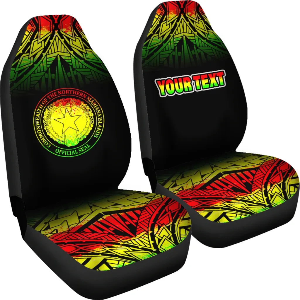 Northern Mariana Islands Custom Personalised Car Seat Covers - Northern Mariana Islands Seal Fog Reggae Style