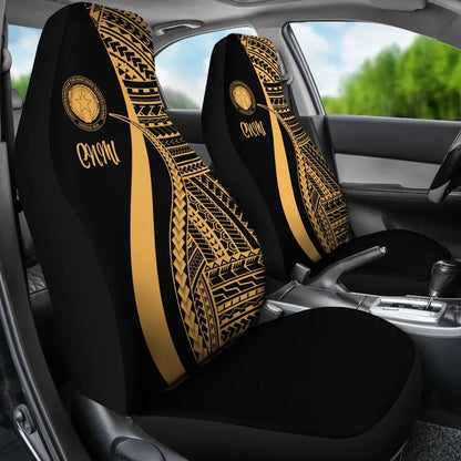 Northern Mariana Islands Car Seat Covers - Gold Polynesian Tentacle Tribal Pattern