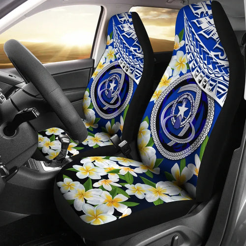 Northern Mariana Islands Car Seat Covers - Polynesian Plumeria Pattern
