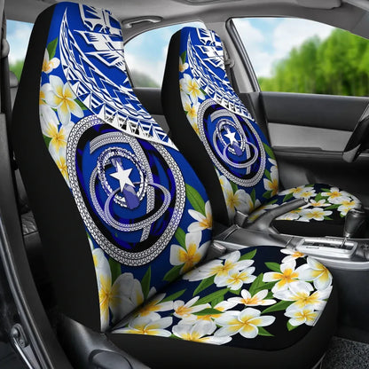 Northern Mariana Islands Car Seat Covers - Polynesian Plumeria Pattern