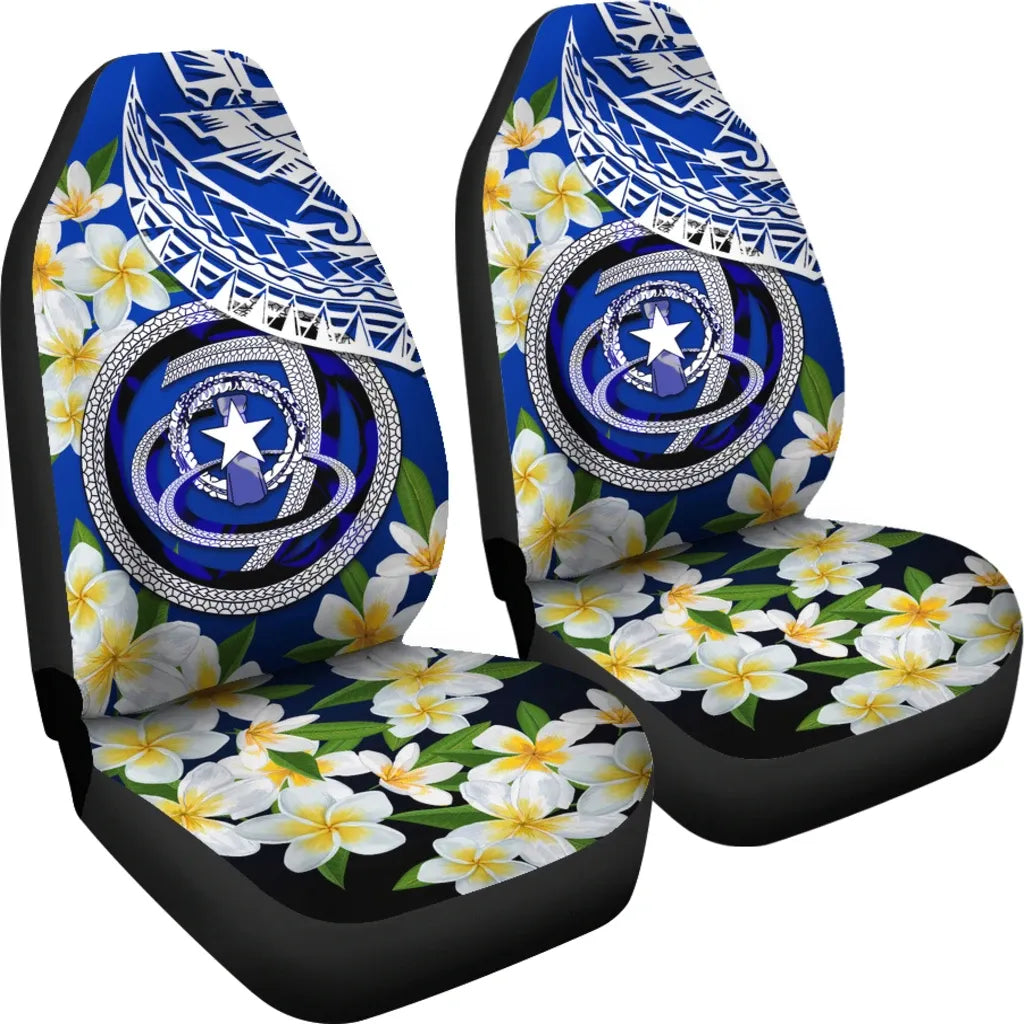 Northern Mariana Islands Car Seat Covers - Polynesian Plumeria Pattern