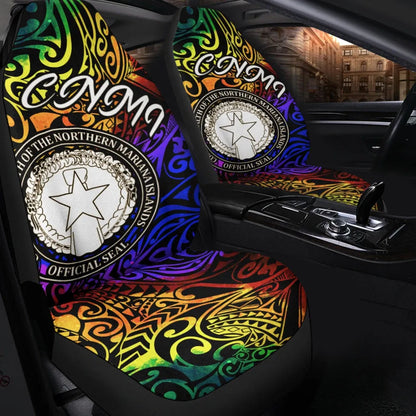 Northern Mariana Islands Car Seat Covers - Rainbow Polynesian Pattern