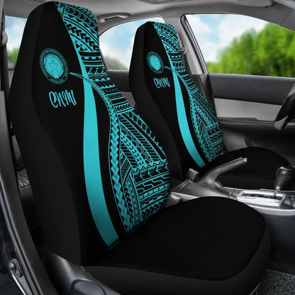 Northern Mariana Islands Car Seat Covers - Turquoise Polynesian Tentacle Tribal Pattern