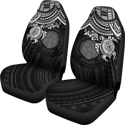 Northern Mariana Islands Car Seat Covers - CNMI Seal Polynesian White Turtle