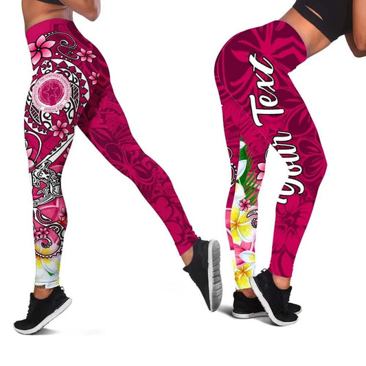 Northern Mariana Islands (Custom Personalised) Legging - Turtle Plumeria (Pink)