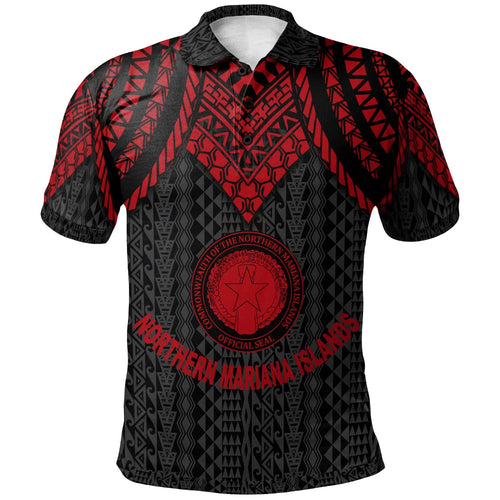 Northern Mariana Islands Custom Personalised Polo Shirt - Polynesian Armor Style Red