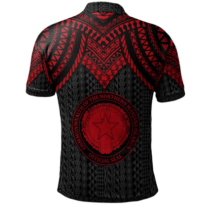 Northern Mariana Islands Custom Personalised Polo Shirt - Polynesian Armor Style Red