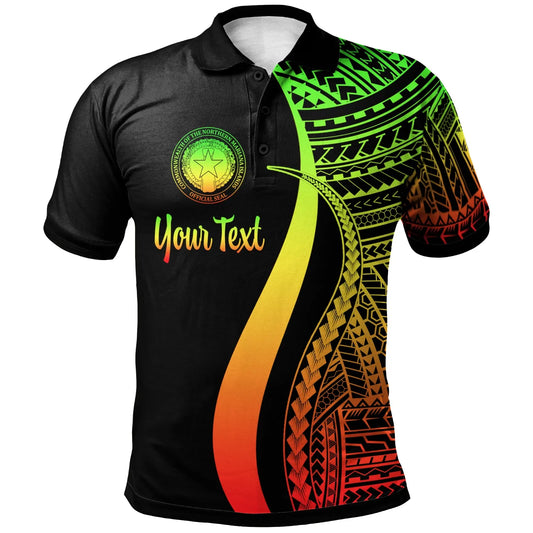 Northern Mariana Islands Custom Personalised Polo Shirt Reggae - Polynesian Tentacle Tribal Pattern