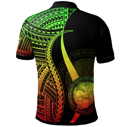 Northern Mariana Islands Custom Personalised Polo Shirt Reggae - Polynesian Tentacle Tribal Pattern