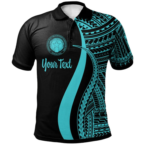 Northern Mariana Islands Custom Personalised Polo Shirt Turquoise - Polynesian Tentacle Tribal Pattern