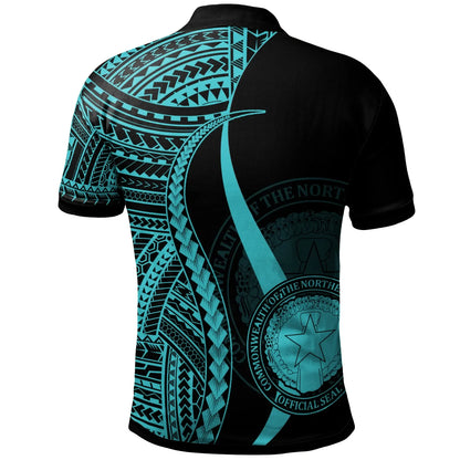 Northern Mariana Islands Custom Personalised Polo Shirt Turquoise - Polynesian Tentacle Tribal Pattern