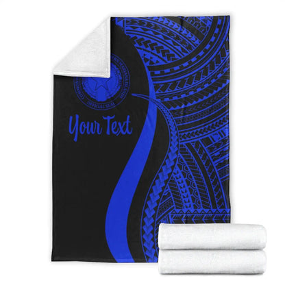 Northern Mariana Islands Custom Personalised Premium Blanket - Blue Polynesian Tentacle Tribal Pattern