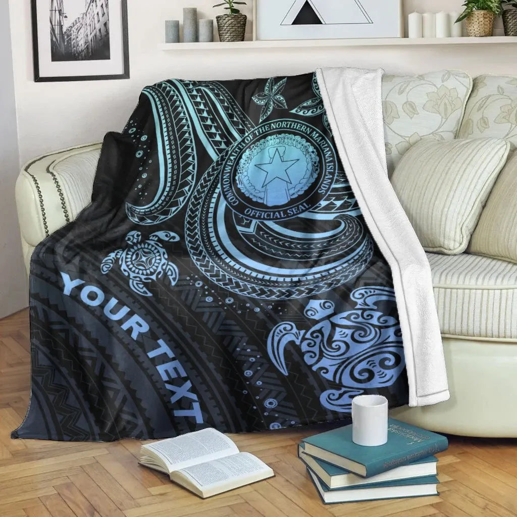 Northern Mariana Islands Custom Personalised Premium Blanket- Blue Turtle