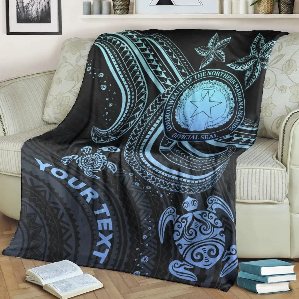 Northern Mariana Islands Custom Personalised Premium Blanket- Blue Turtle