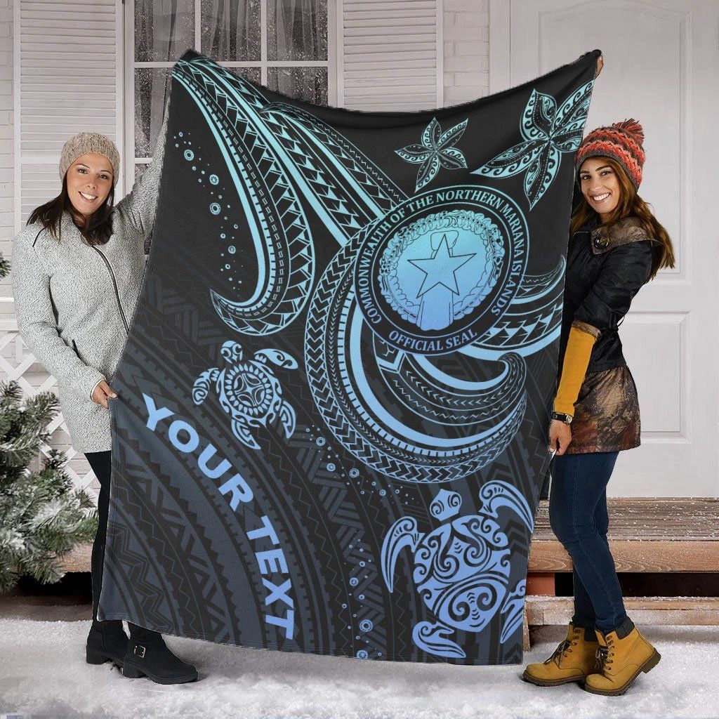 Northern Mariana Islands Custom Personalised Premium Blanket- Blue Turtle