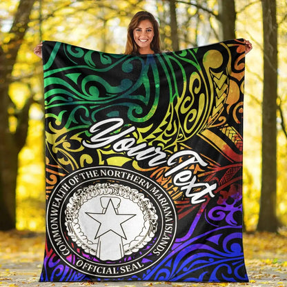 Northern Mariana Islands Custom Personalised Premium Blanket - Rainbow Polynesian Pattern