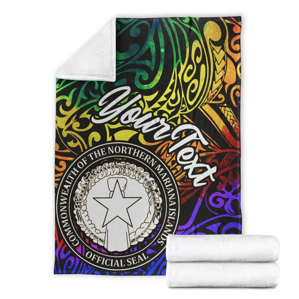 Northern Mariana Islands Custom Personalised Premium Blanket - Rainbow Polynesian Pattern
