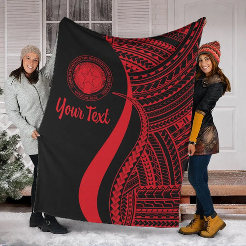 Northern Mariana Islands Custom Personalised Premium Blanket - Red Polynesian Tentacle Tribal Pattern