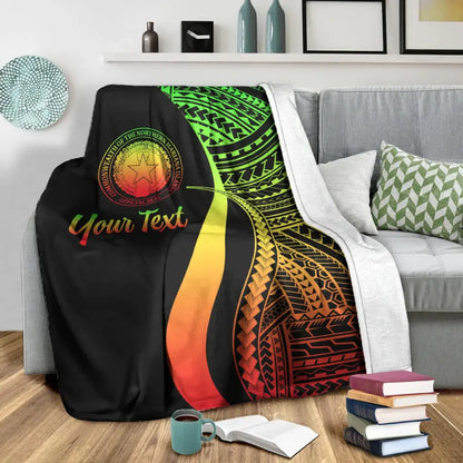 Northern Mariana Islands Custom Personalised Premium Blanket - Reggae Polynesian Tentacle Tribal Pattern