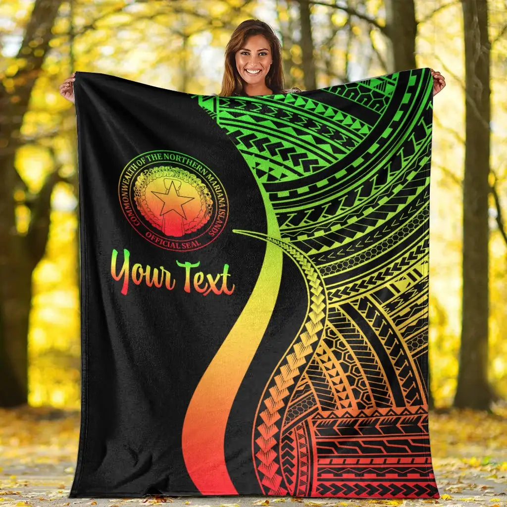 Northern Mariana Islands Custom Personalised Premium Blanket - Reggae Polynesian Tentacle Tribal Pattern