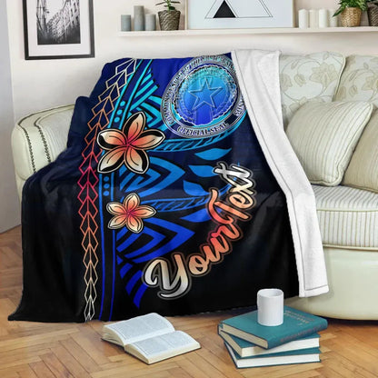 Northern Mariana Islands Custom Personalised Premium Blanket - Vintage Tribal Mountain