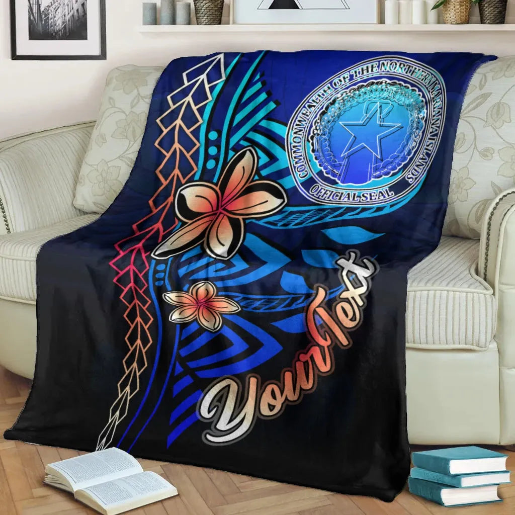 Northern Mariana Islands Custom Personalised Premium Blanket - Vintage Tribal Mountain