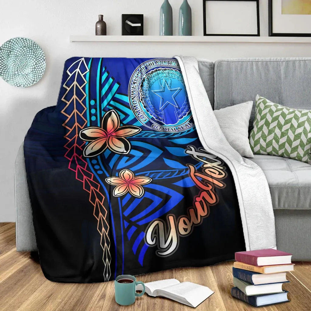 Northern Mariana Islands Custom Personalised Premium Blanket - Vintage Tribal Mountain