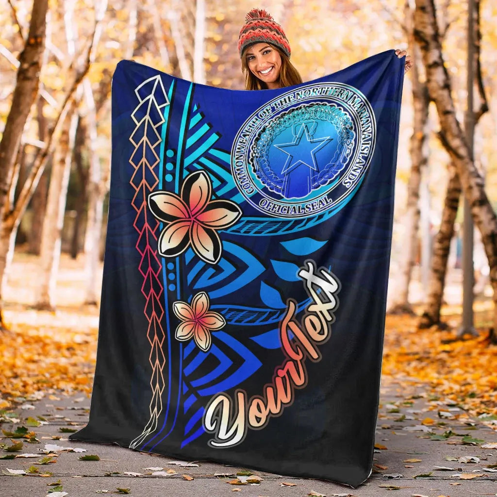 Northern Mariana Islands Custom Personalised Premium Blanket - Vintage Tribal Mountain