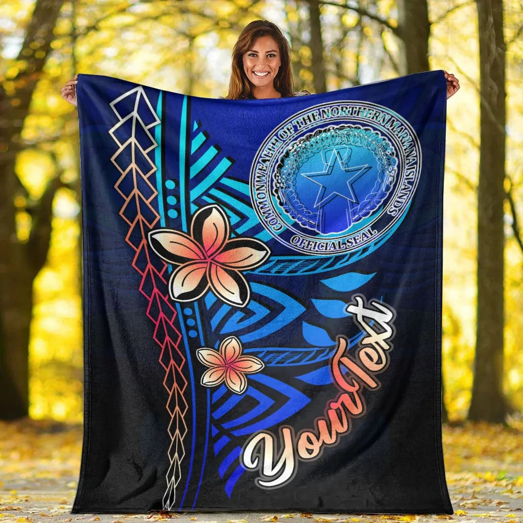 Northern Mariana Islands Custom Personalised Premium Blanket - Vintage Tribal Mountain