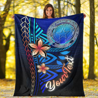 Northern Mariana Islands Custom Personalised Premium Blanket - Vintage Tribal Mountain