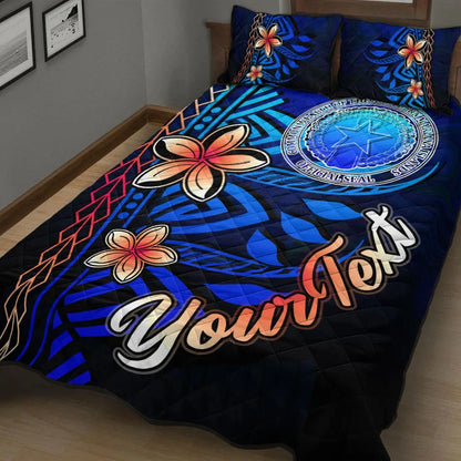 Northern Mariana Islands Custom Personalised Quilt Bed Set - Vintage Tribal Moutain