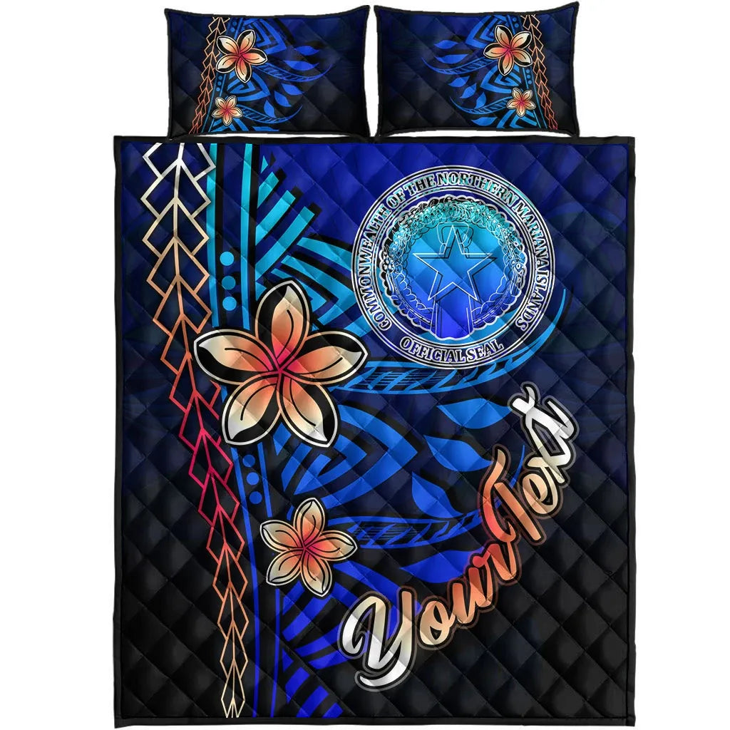 Northern Mariana Islands Custom Personalised Quilt Bed Set - Vintage Tribal Moutain