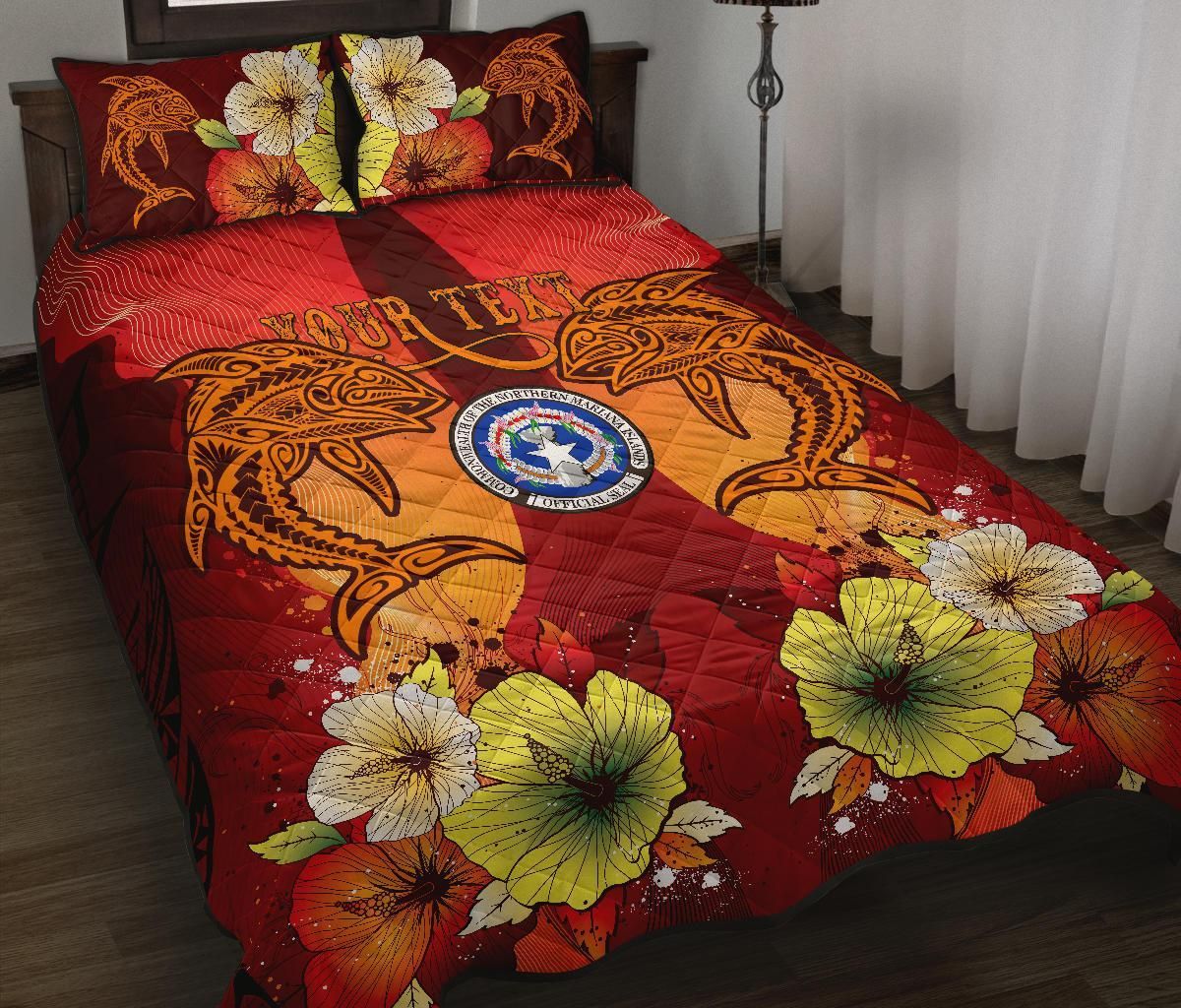 Northern Mariana Islands Custom Personalised Quilt Bed Sets - Tribal Tuna Fish